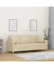 Canapé 3 places avec oreillers décoratifs crème 180 cm tissu | Mobilier & Déco