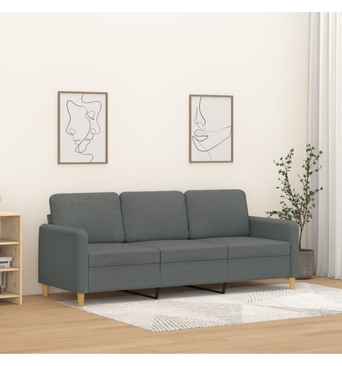 Canapé à 3 places Gris foncé 180 cm Tissu | Mobilier & Déco