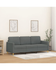 Canapé à 3 places Gris foncé 180 cm Tissu | Mobilier & Déco