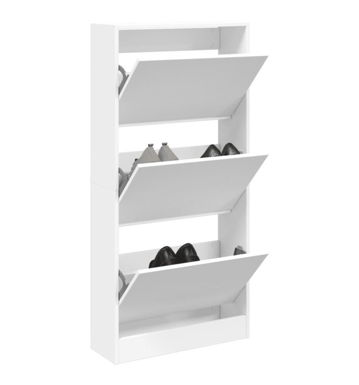 Armoire à chaussures blanc 60x21x125,5 cm bois d'ingénierie | Mobilier & Déco