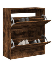 Armoire à chaussures chêne fumé 80x34x96,5 cm bois d'ingénierie | Mobilier & Déco
