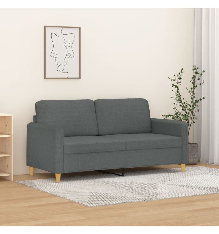 Canapé à 2 places Gris foncé 140 cm Tissu | Mobilier & Déco