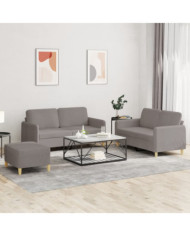 Ensemble de canapés 3 pcs avec coussins Taupe Tissu | Mobilier & Déco