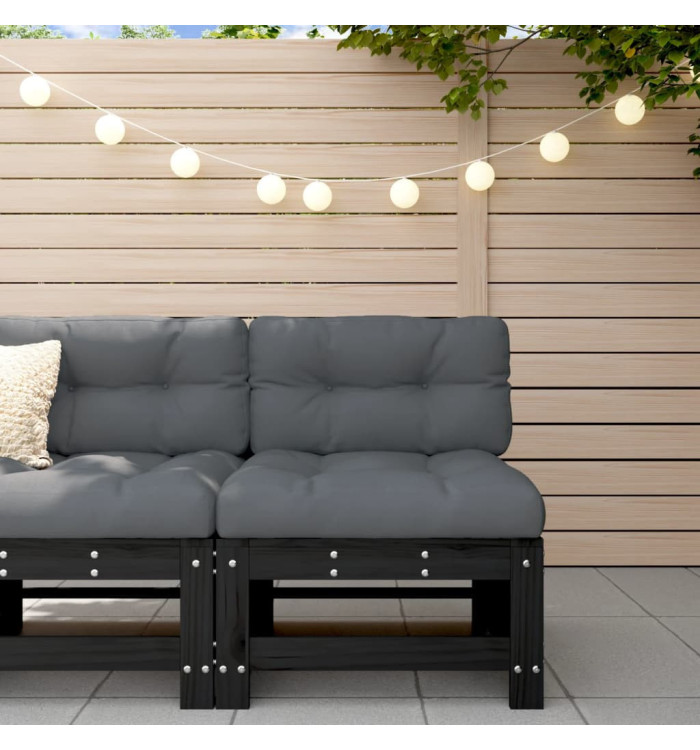 Canapé central de jardin noir bois de pin massif | Mobilier & Déco