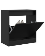 Armoire à chaussures noir 60x34x63,5 cm bois d'ingénierie | Mobilier & Déco