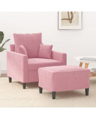 Fauteuil avec repose-pied Rose 60 cm Velours | Mobilier & Déco