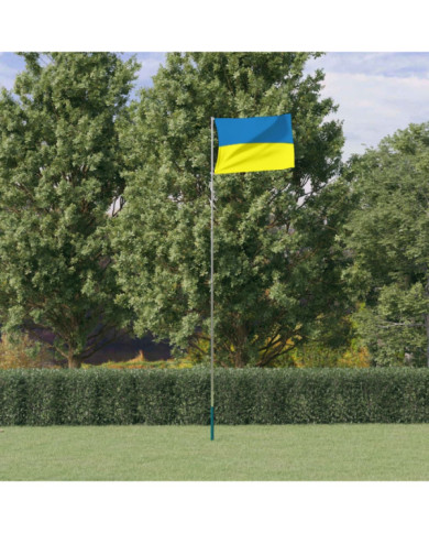 Drapeau de l'Ukraine et mât 5,55 m aluminium | Mobilier & Déco