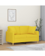 Canapé 2 places avec oreillers jaune clair 120 cm tissu | Mobilier & Déco
