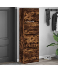 Armoire à chaussures 4 tiroirs rabattables chêne fumé | Mobilier & Déco