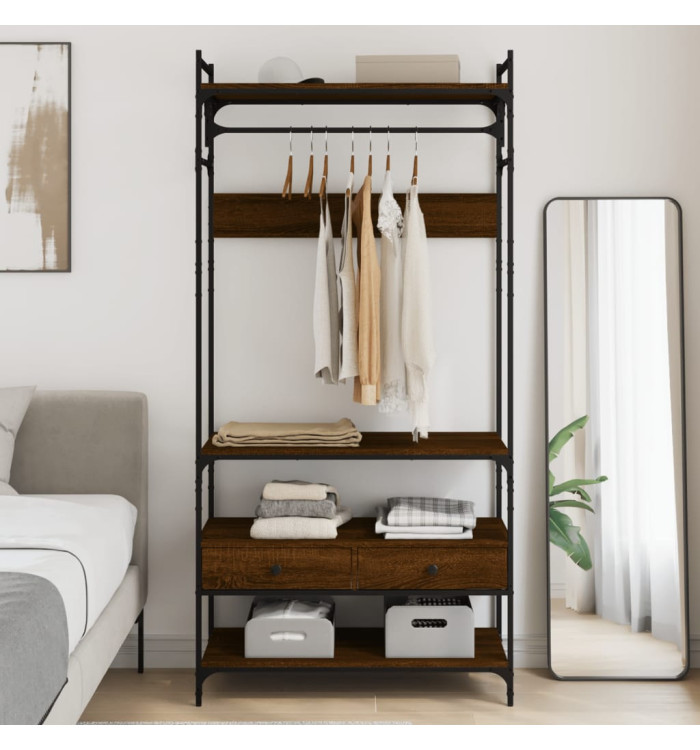 Armoire à tiroirs chêne brun 89x39x184,5 cm bois d'ingénierie | Mobilier & Déco