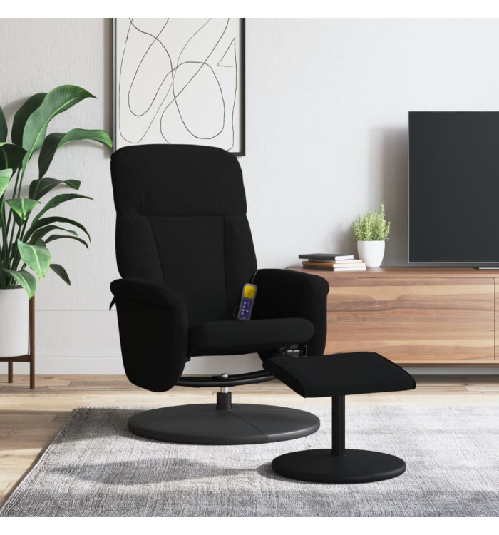Fauteuil de massage inclinable avec repose-pied noir velours | Mobilier & Déco