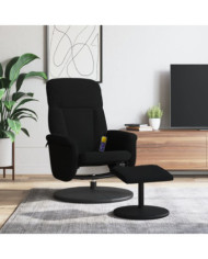 Fauteuil de massage inclinable avec repose-pied noir velours | Mobilier & Déco