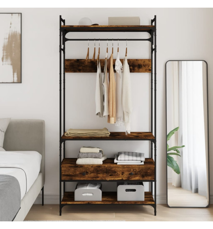  Armoire à tiroirs chêne fumé 89x39x184,5 cm bois d'ingénierie | Mobilier & Déco