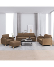 Ensemble de canapés 4 pcs avec coussins Marron Tissu | Mobilier & Déco