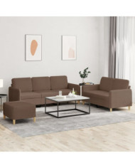 Ensemble de canapés 3 pcs avec coussins Marron Tissu | Mobilier & Déco