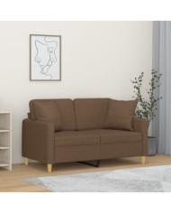 Canapé 2 places avec oreillers décoratifs marron 120 cm tissu | Mobilier & Déco