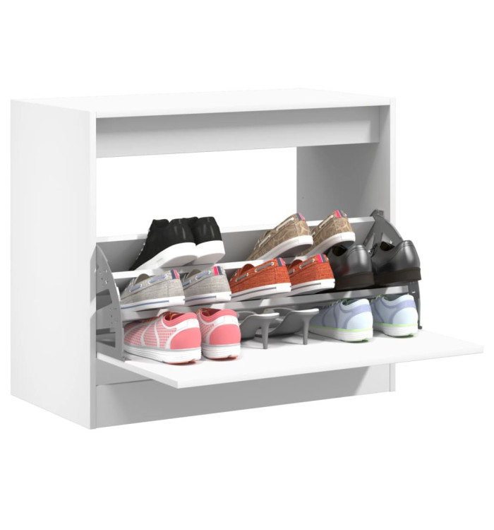 Armoire à chaussures blanc 80x42x69 cm bois d'ingénierie | Mobilier & Déco