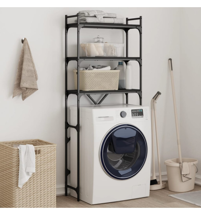 Étagère de lave-linge noir 67x25x163 cm bois d'ingénierie | Mobilier & Déco