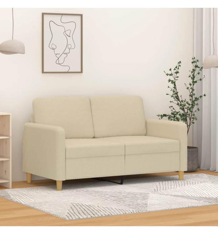 Canapé à 2 places Crème 120 cm Tissu | Mobilier & Déco
