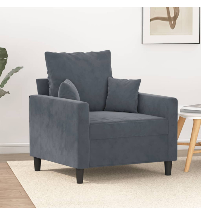 Fauteuil Gris foncé 60 cm Velours | Mobilier & Déco