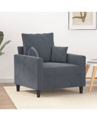 Fauteuil Gris foncé 60 cm Velours | Mobilier & Déco