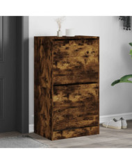Armoire à chaussures 2 tiroirs rabattables chêne fumé | Mobilier & Déco