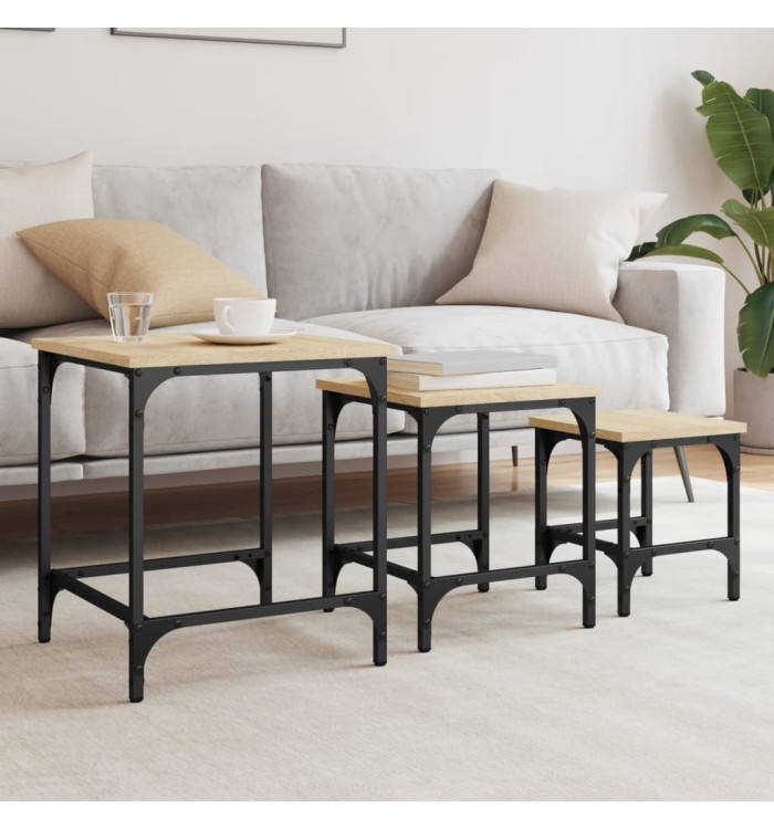 Tables basses gigognes 3 pcs chêne sonoma bois d'ingénierie | Mobilier & Déco
