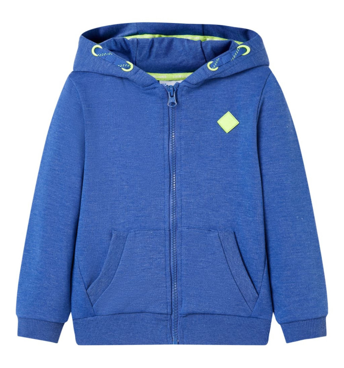 Sweat-shirt à capuche fermeture éclair enfants bleu mélangé 128 | Mobilier & Déco