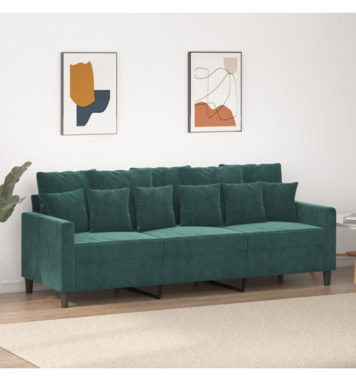 Canapé à 3 places Vert foncé 180 cm Velours | Mobilier & Déco
