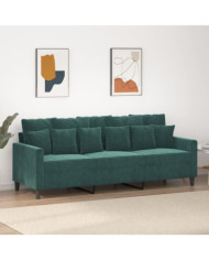 Canapé à 3 places Vert foncé 180 cm Velours | Mobilier & Déco