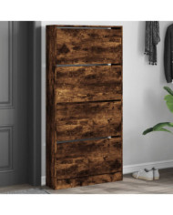 Armoire à chaussures 4 tiroirs rabattables chêne fumé | Mobilier & Déco