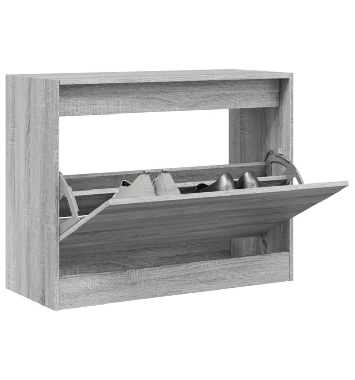 Armoire à chaussures sonoma gris 80x34x63 cm bois d'ingénierie | Mobilier & Déco