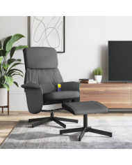 Fauteuil de massage inclinable et repose-pieds gris foncé tissu | Mobilier & Déco