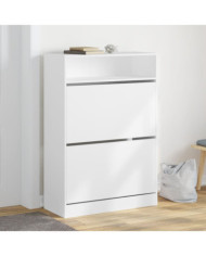 Armoire à chaussures 2 tiroirs rabattables blanc 80x34x116 cm | Mobilier & Déco