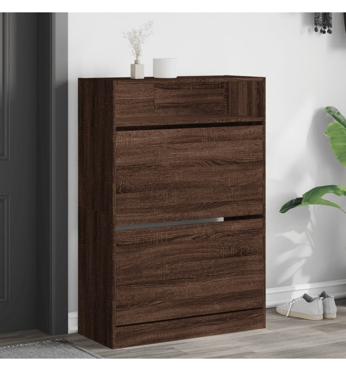 Armoire à chaussures 2 tiroirs rabattables chêne marron | Mobilier & Déco