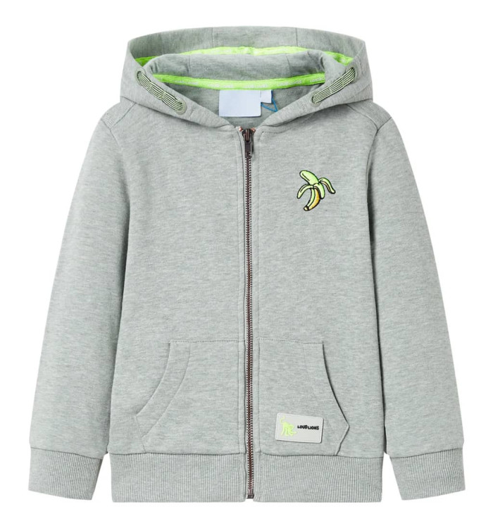 Sweat à capuche et zip pour enfants mélange kaki clair 116 | Mobilier & Déco