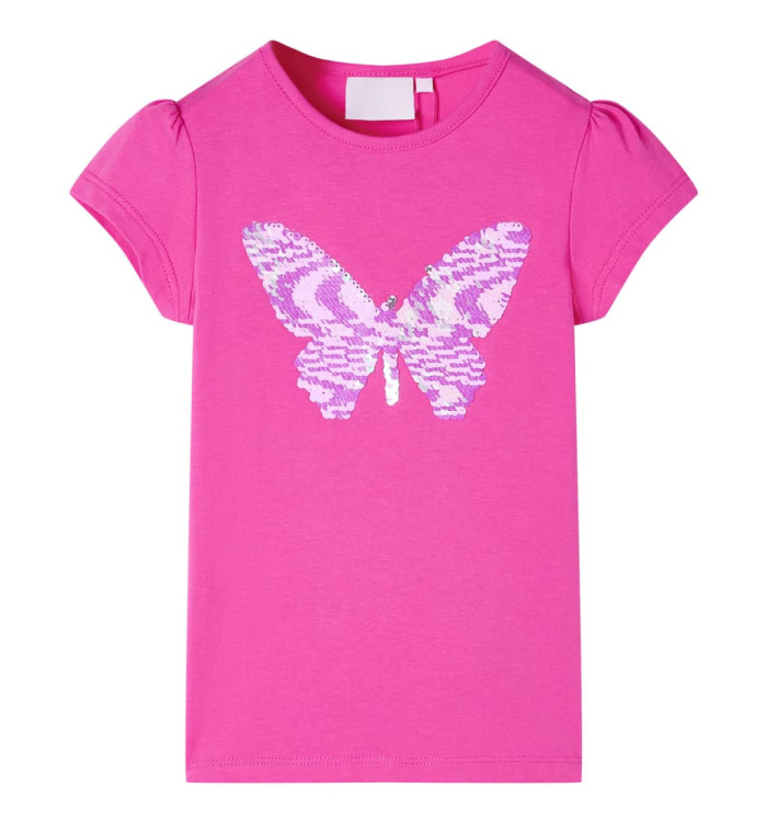 T-shirt pour enfants à mancherons rose foncé 104 | Mobilier & Déco