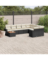 Salon de jardin 10 pcs avec coussins noir résine tressée | Mobilier & Déco