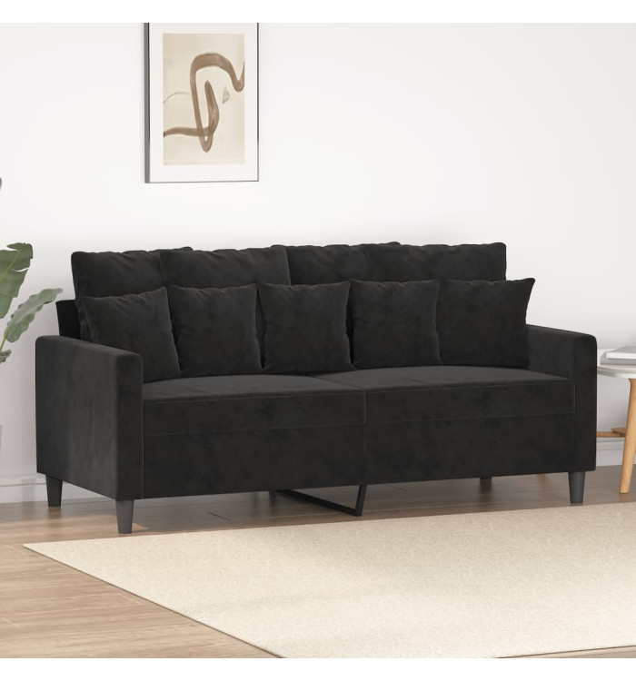 Canapé à 2 places Noir 140 cm Velours | Mobilier & Déco