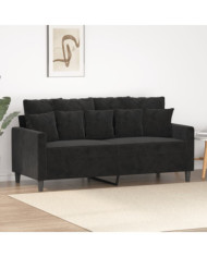 Canapé à 2 places Noir 140 cm Velours | Mobilier & Déco