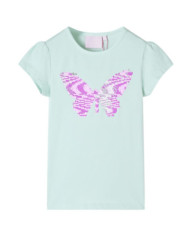 T-shirt pour enfants à mancherons menthe clair 104 | Mobilier & Déco