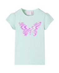 T-shirt pour enfants à mancherons menthe clair 128 | Mobilier & Déco