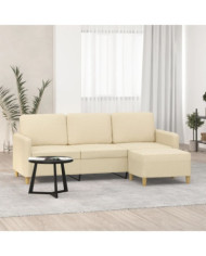 Canapé à 3 places avec repose-pieds Crème 180 cm Tissu | Mobilier & Déco