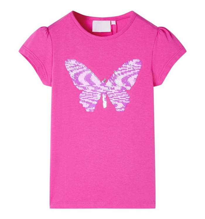 T-shirt pour enfants à mancherons rose foncé 128 | Mobilier & Déco