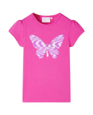 T-shirt pour enfants à mancherons rose foncé 128 | Mobilier & Déco