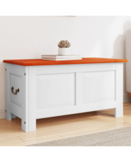Coffre de rangement et couvercle marron et blanc bois d'acacia | Mobilier & Déco