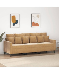 Canapé à 3 places Marron 180 cm Velours | Mobilier & Déco
