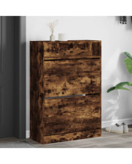 Armoire à chaussures 2 tiroirs rabattables chêne fumé | Mobilier & Déco