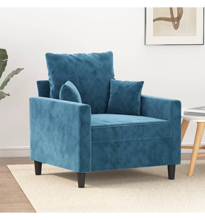 Fauteuil Bleu 60 cm Velours | Mobilier & Déco