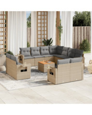 Salon de jardin avec coussins 12 pcs beige résine tressée | Mobilier & Déco